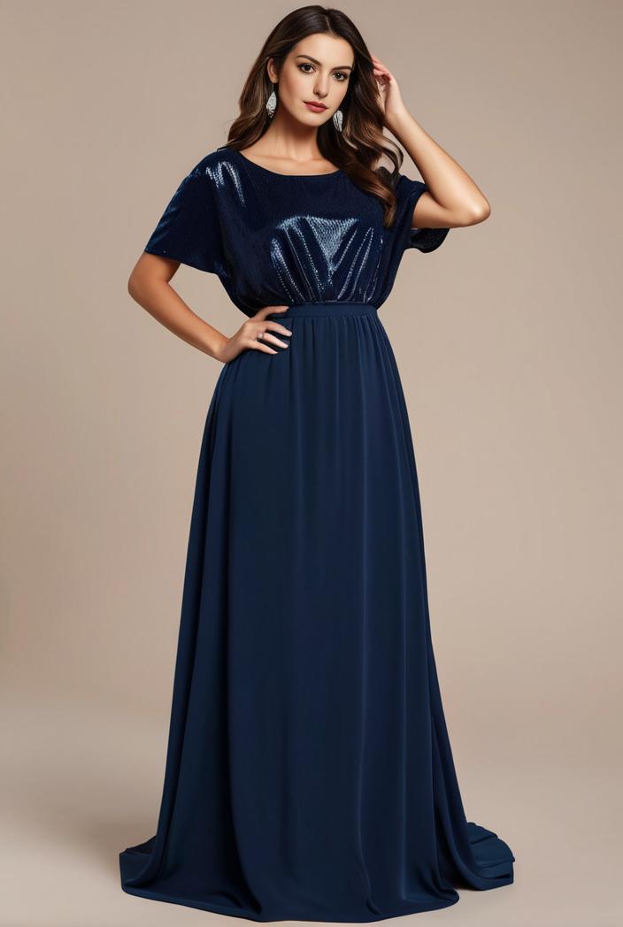 plus size simple chiffon pleated a line round neckline bridesmaid dress 101757