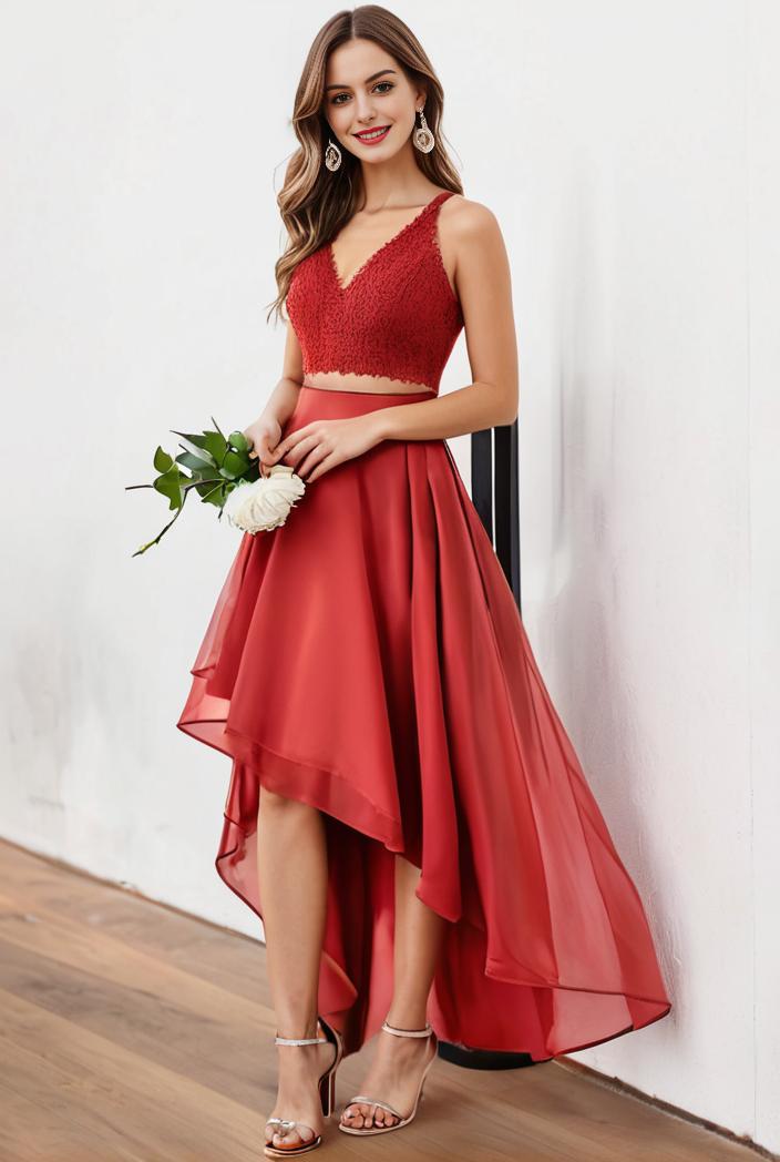 sleeveless v back tulle high low sequin appliques evening dresses 106048