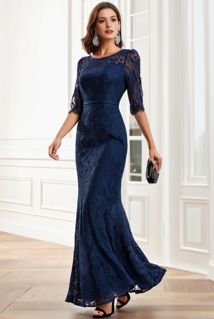3 4 sleeve bodycon plunging back sequin evening dress 109781