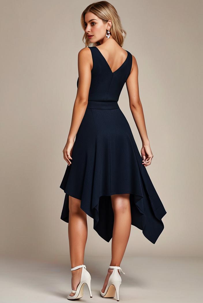 deep v neck lace chiffon bridesmaid dress with asymmetrical hem 110850