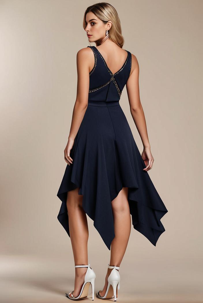 deep v neck lace chiffon bridesmaid dress with asymmetrical hem 110852