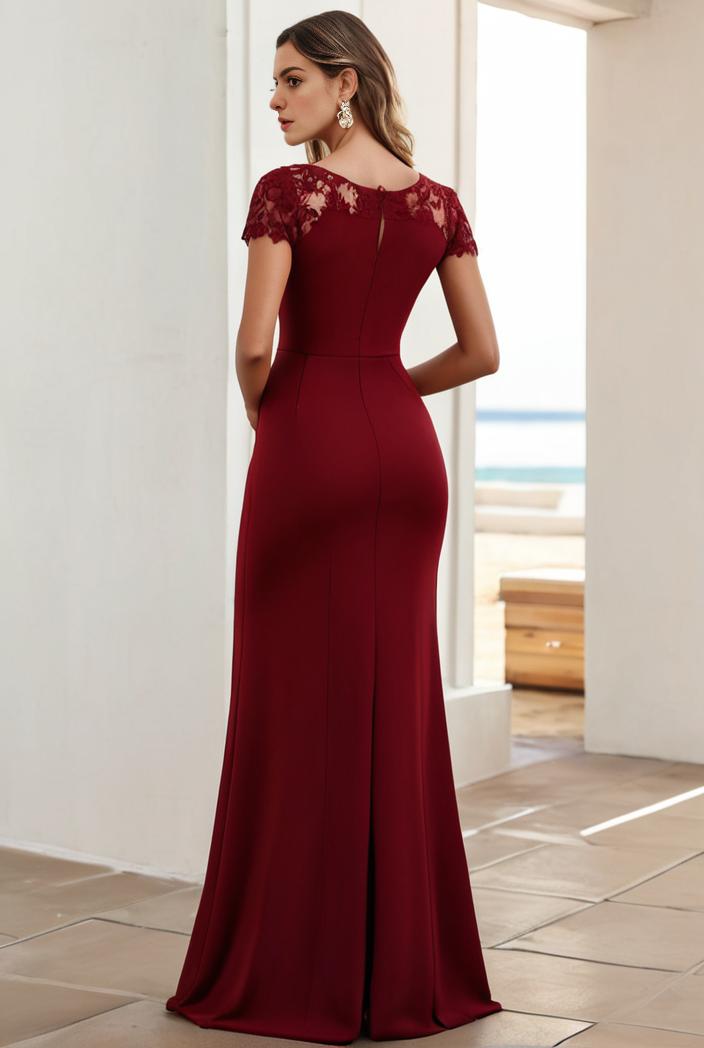 deep v neck sequin short sleeve high side front slit mother of the bride dress 111351