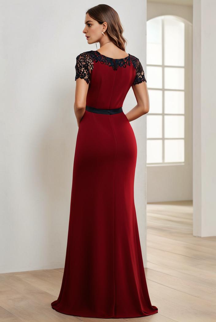deep v neck sequin short sleeve high side front slit mother of the bride dress 111352