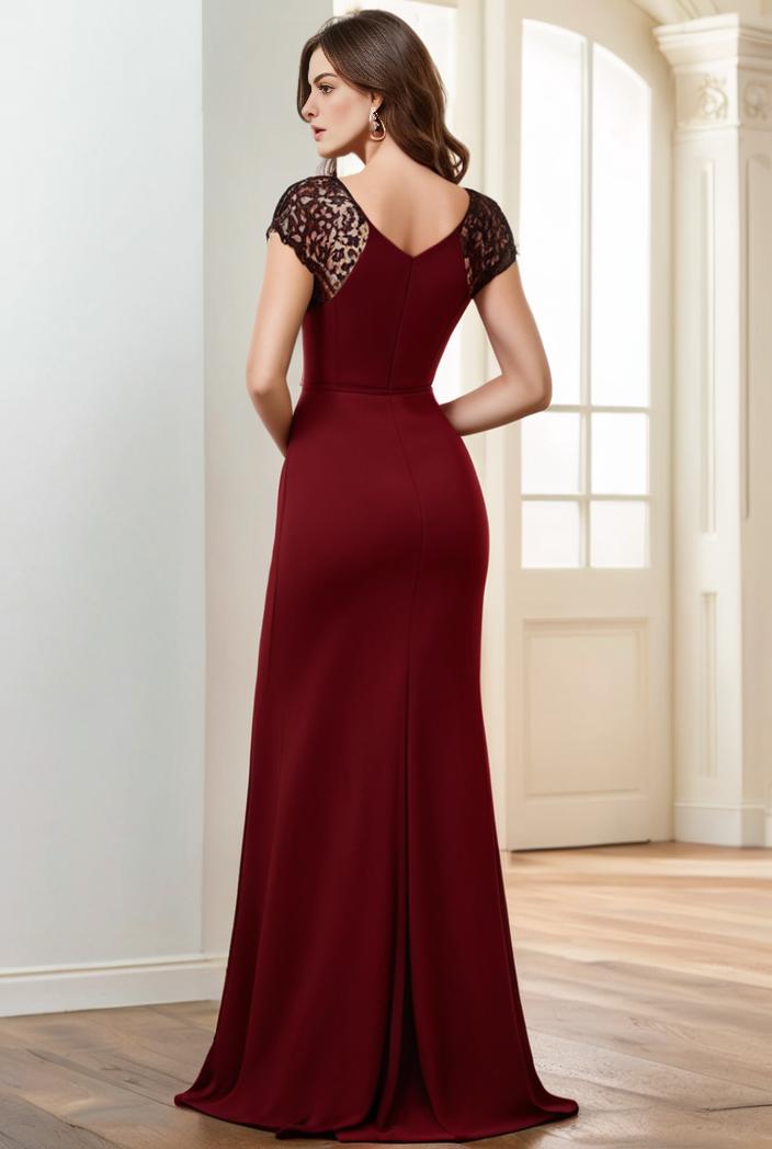 deep v neck sequin short sleeve high side front slit mother of the bride dress 111354