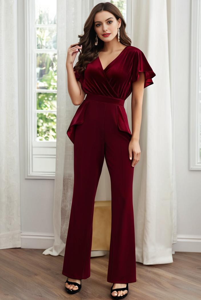 deep v neck sequin short sleeve high side front slit mother of the bride dress 111395