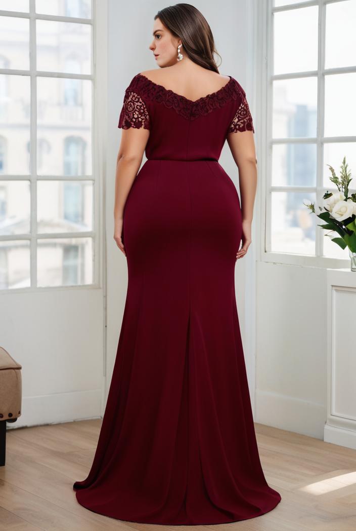 deep v neck sequin short sleeve high side front slit mother of the bride dress 111397