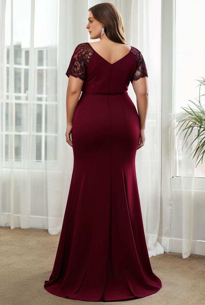 deep v neck sequin short sleeve high side front slit mother of the bride dress 111399