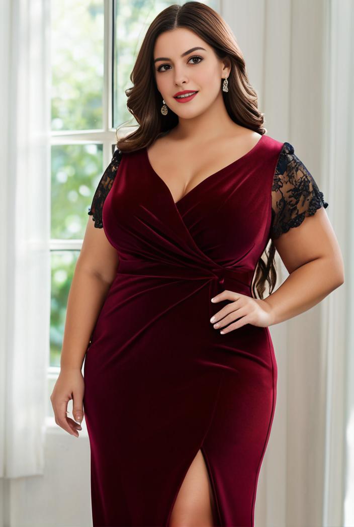 deep v neck sequin short sleeve high side front slit mother of the bride dress 111413