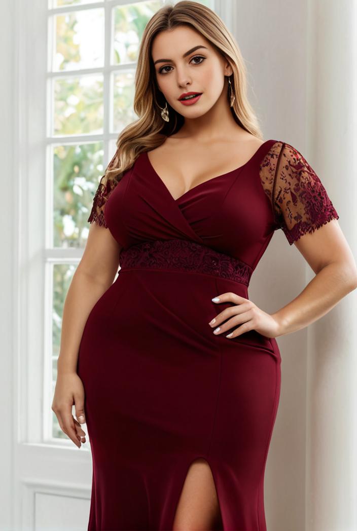 deep v neck sequin short sleeve high side front slit mother of the bride dress 111414