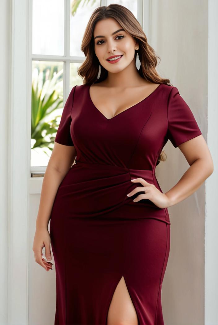 deep v neck sequin short sleeve high side front slit mother of the bride dress 111419