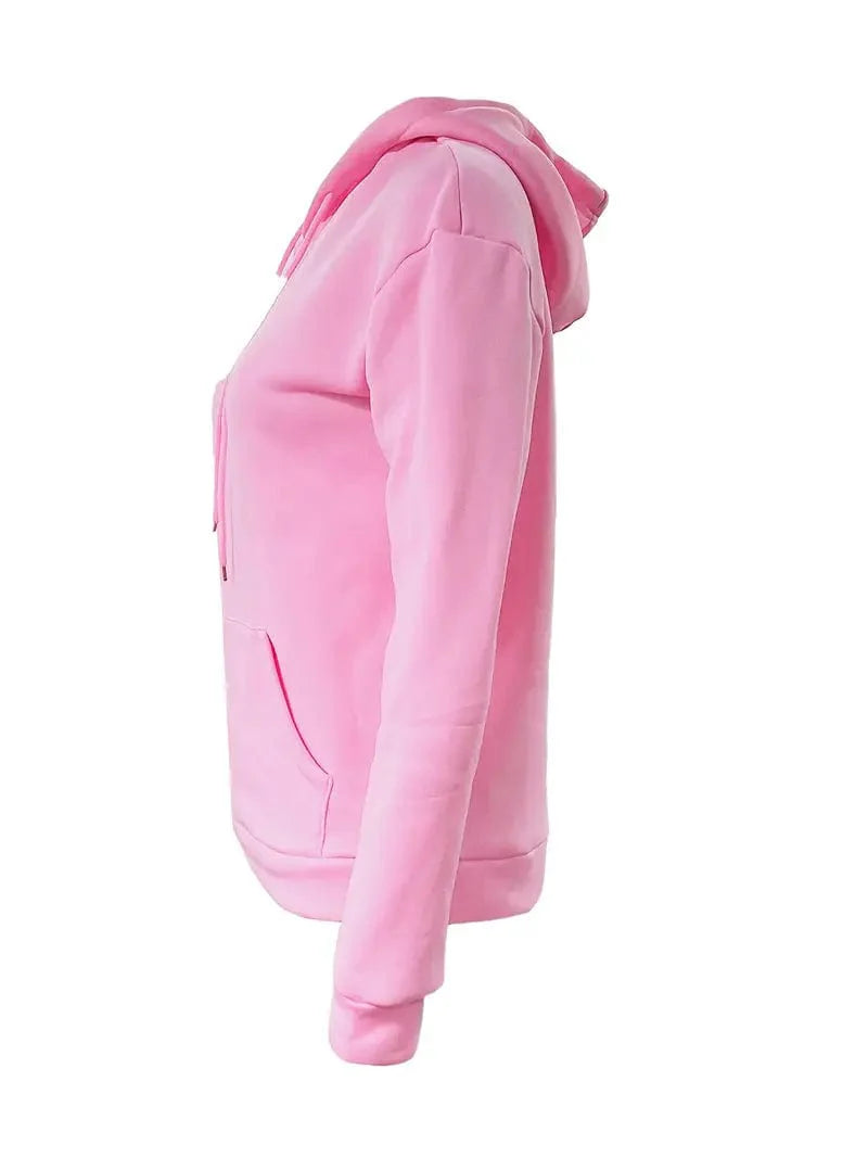 Women's Sweatshirt with Long Sleeve Drawstring Hood and Front Kangaroo Pocket