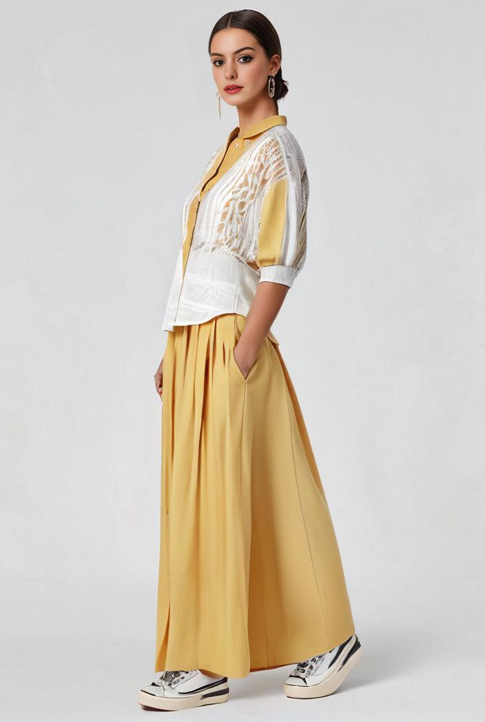 pleated high waist commuting temperament maxi dress 116927