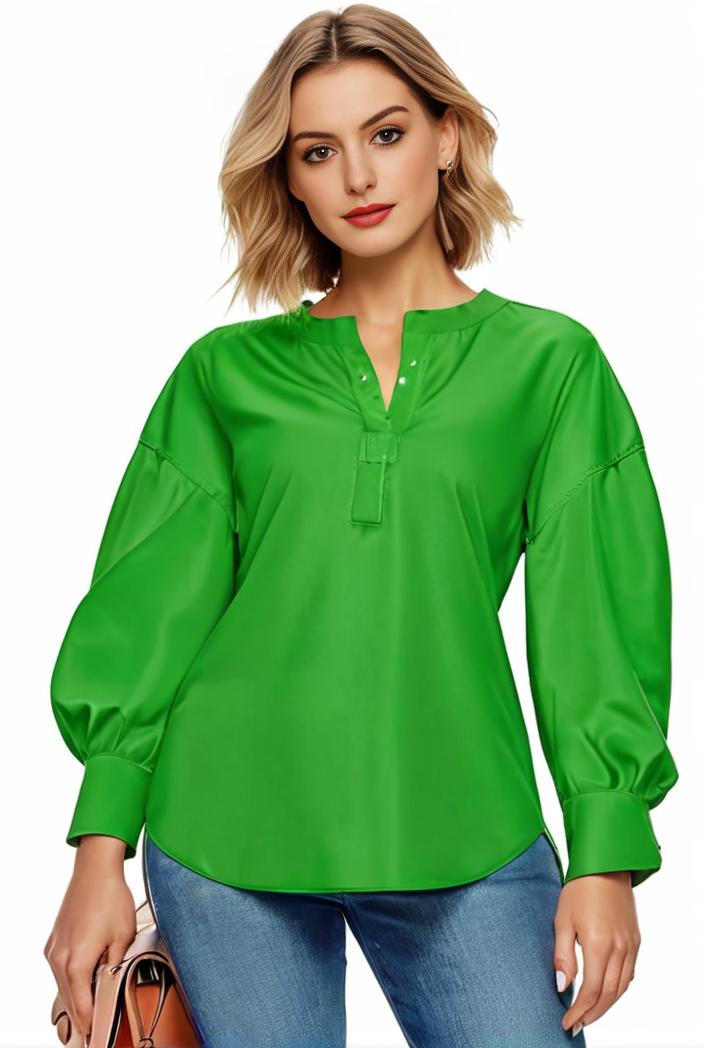 plus size casual blouse women s plus solid button up lantern sleeve turn down collar nipped waist blouse 117844