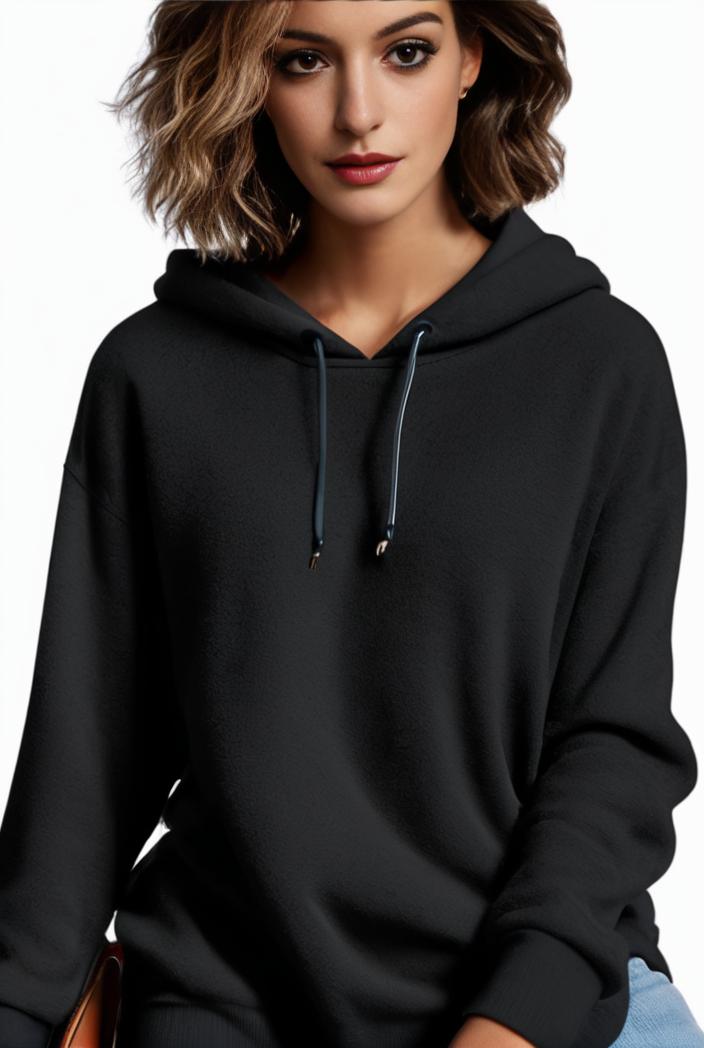 plus size casual hoodie women s plus solid ribbed long sleeve slight stretch hoodie drawstring sweatshirt 117889