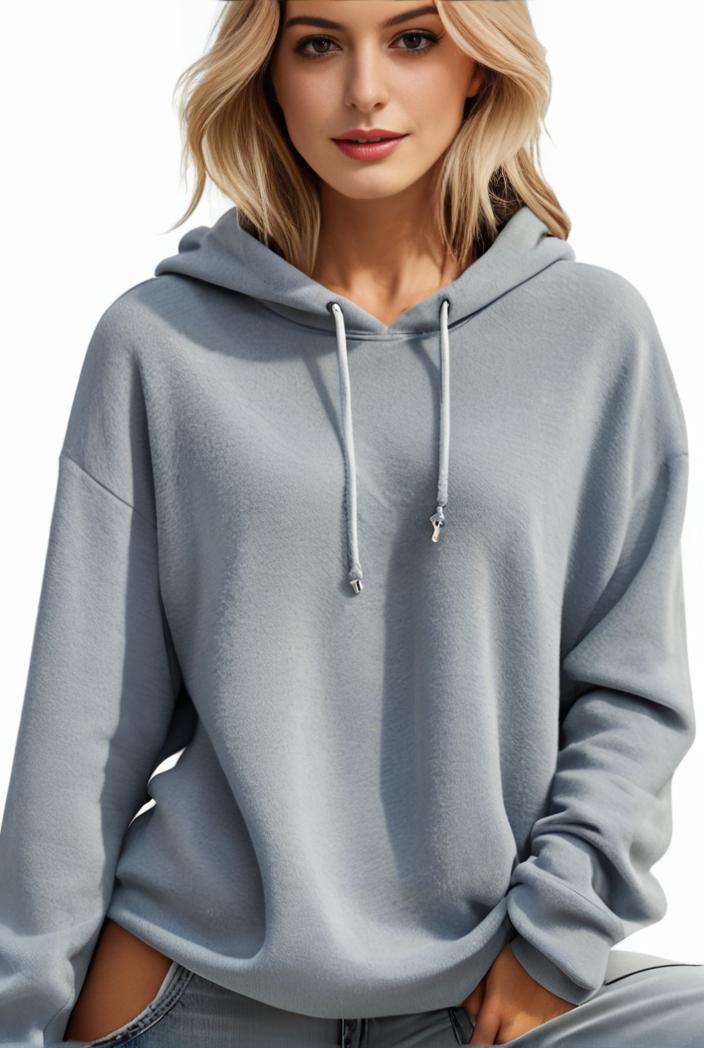 plus size casual hoodie women s plus solid ribbed long sleeve slight stretch hoodie drawstring sweatshirt 117903
