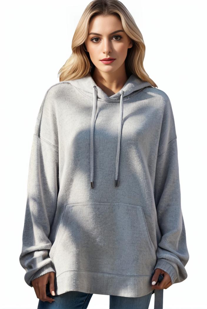 plus size casual hoodie women s plus solid ribbed long sleeve slight stretch hoodie drawstring sweatshirt 117927