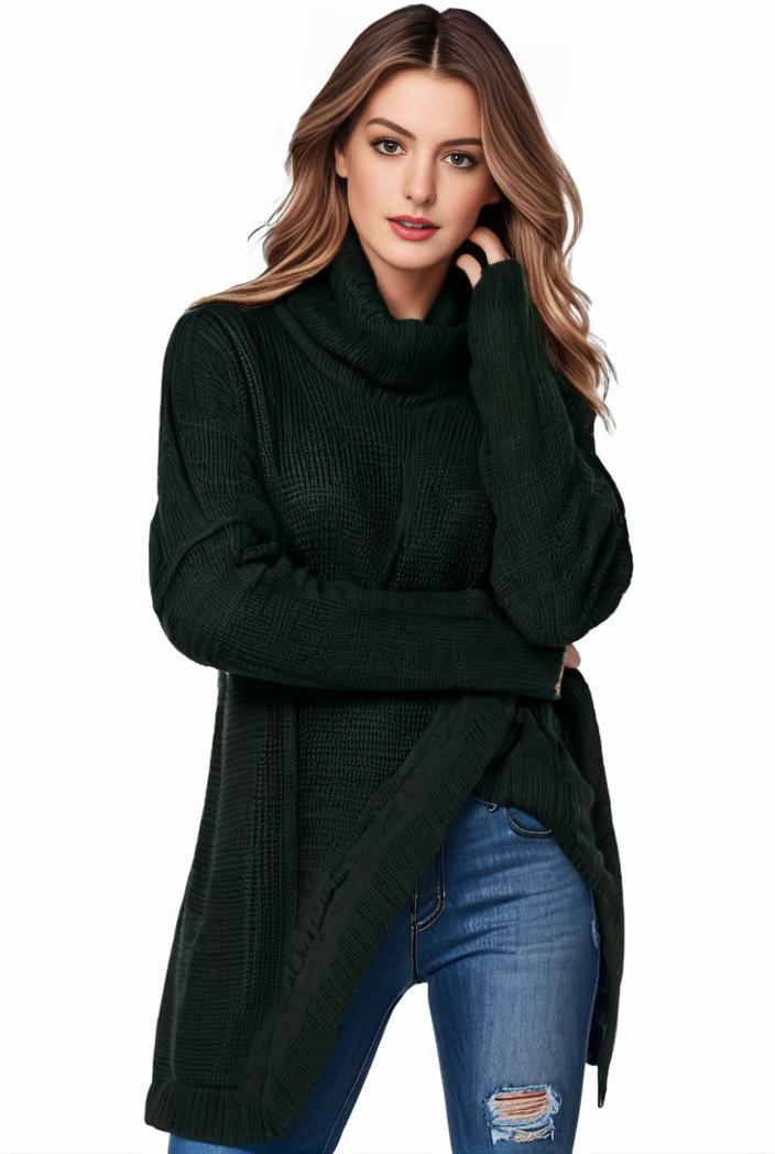 plus size casual sweater women s plus solid tassel trim long sleeve cowl neck high stretch jumper 117937