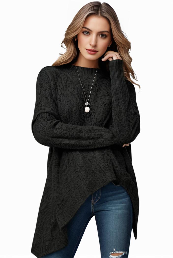 plus size casual sweater women s plus solid tassel trim long sleeve cowl neck high stretch jumper 117940