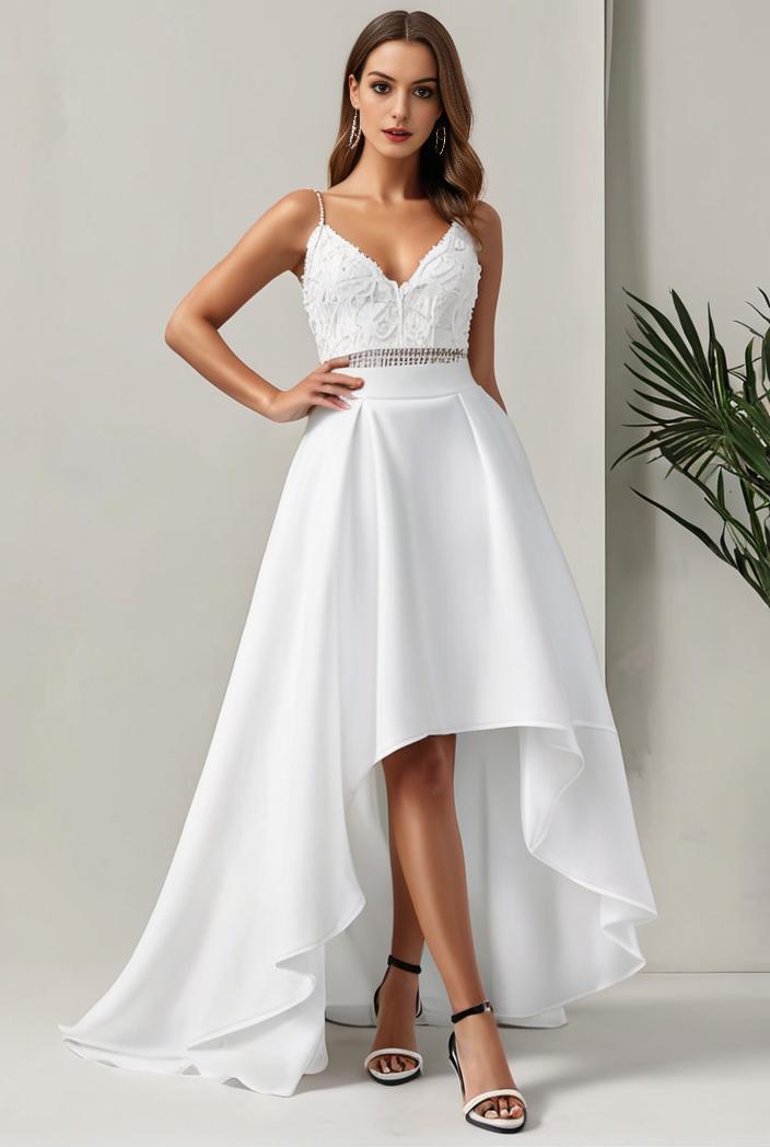 plus size sequin high low deep v neck tulle evening dresses 120012
