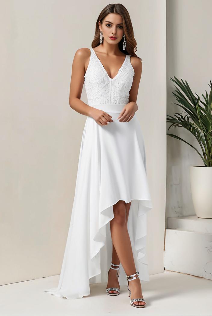 plus size sequin high low deep v neck tulle evening dresses 120036