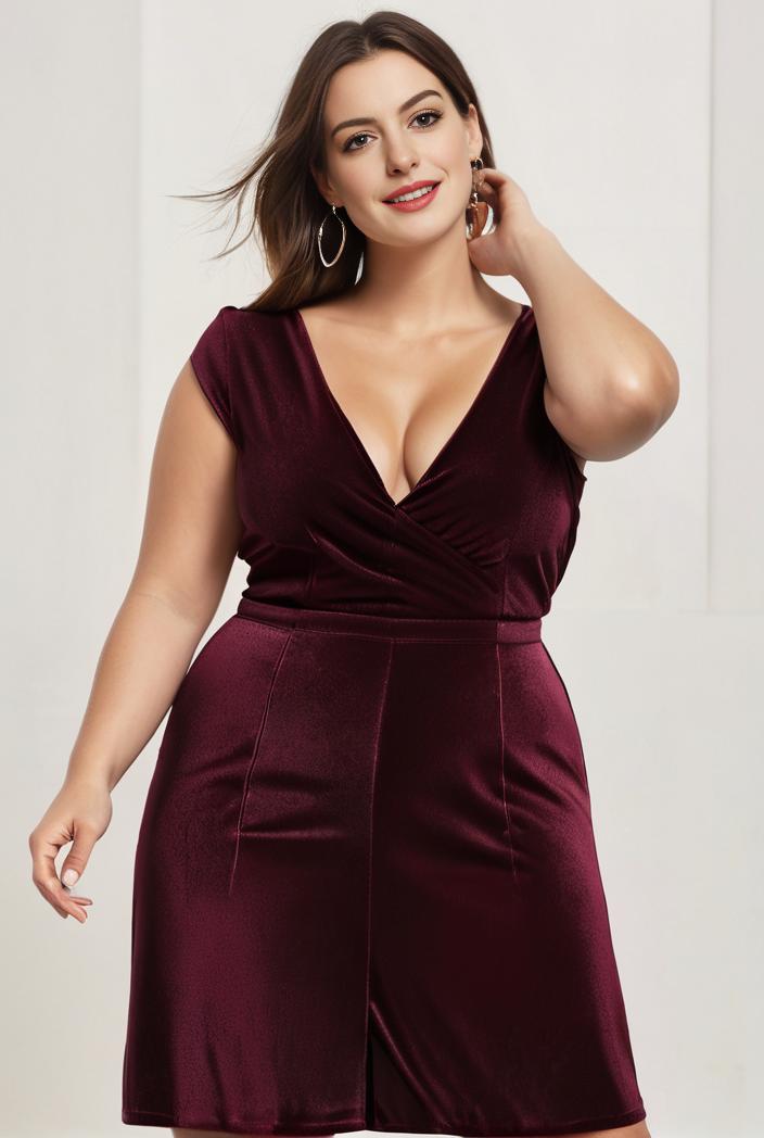 plus size shiny v neck side slit formal evening dress 120212