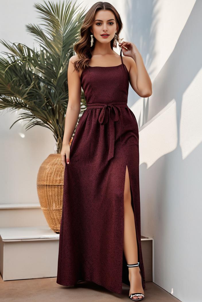 plus size shiny v neck side slit formal evening dress 120240