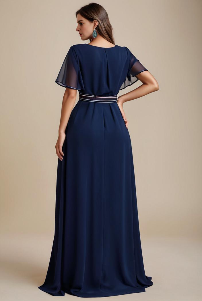 plus size simple chiffon pleated a line round neckline bridesmaid dress 120438