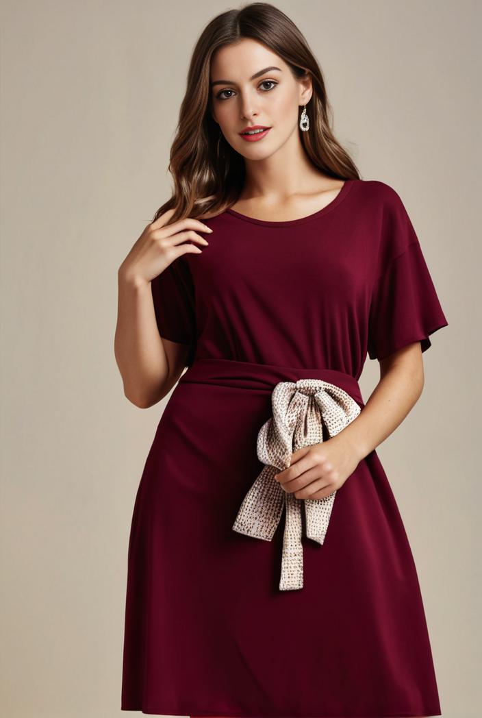 plus size simple chiffon pleated a line round neckline bridesmaid dress 120452