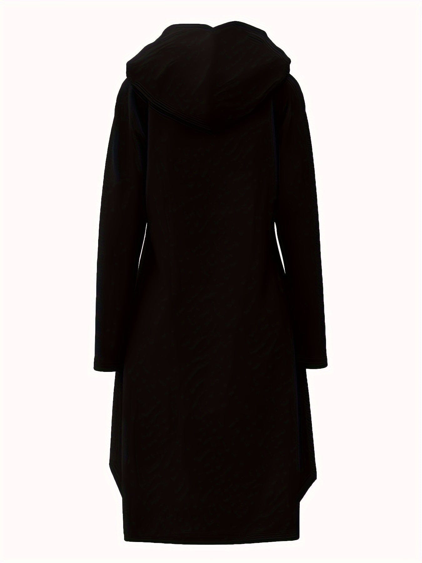 Solid Stylish Kangaroo Pocket Hooded Sweatshirt Midi Dress