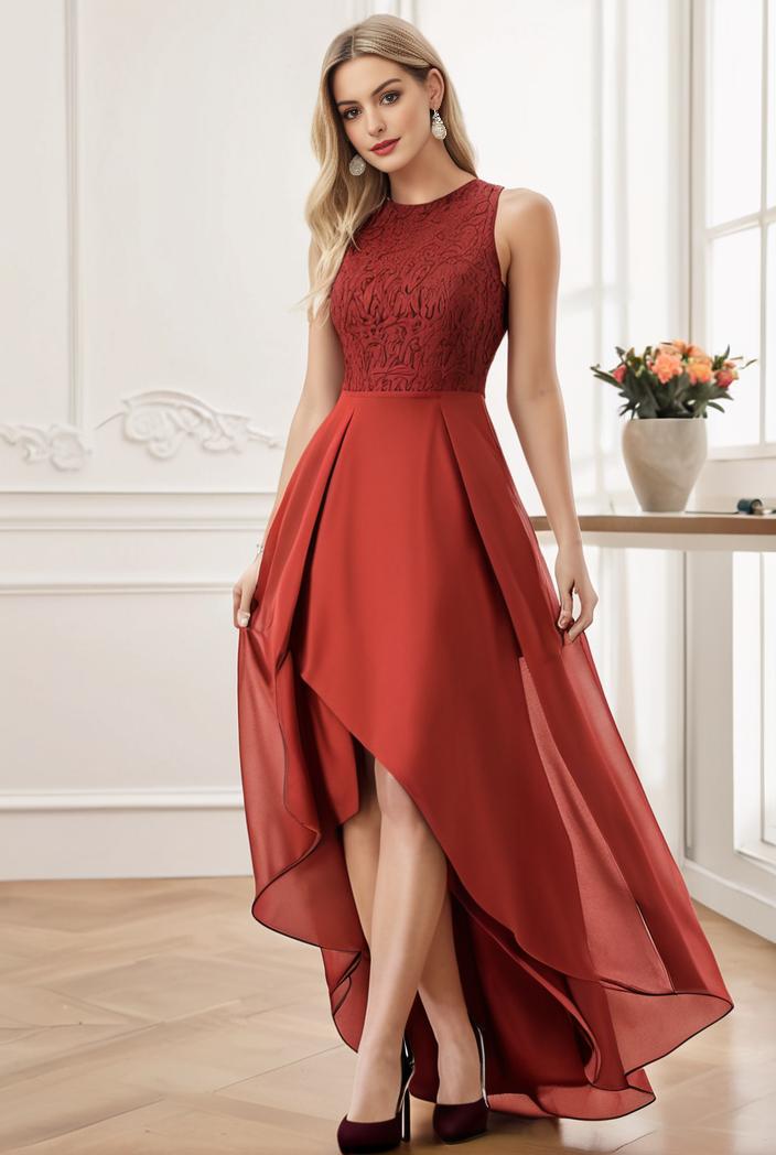 sleeveless v back tulle high low sequin appliques evening dresses 124618
