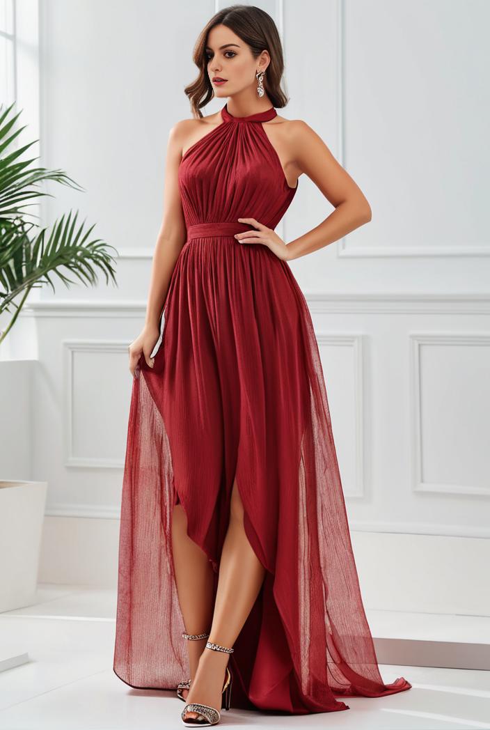 sleeveless v back tulle high low sequin appliques evening dresses 124642