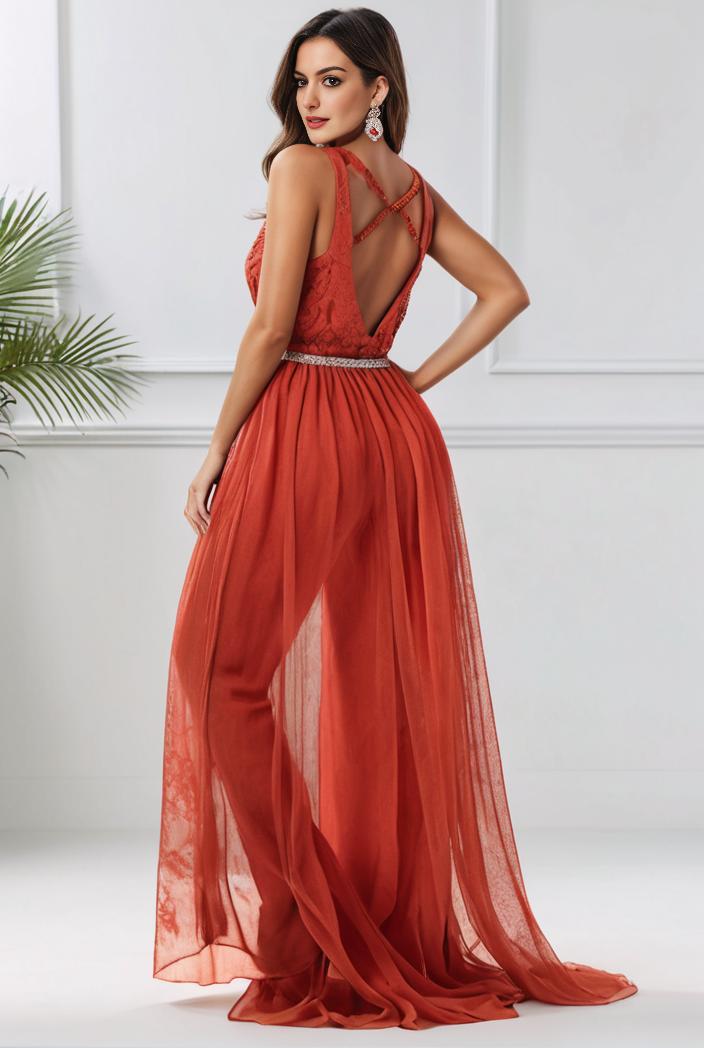 sleeveless v back tulle high low sequin appliques evening dresses 124647