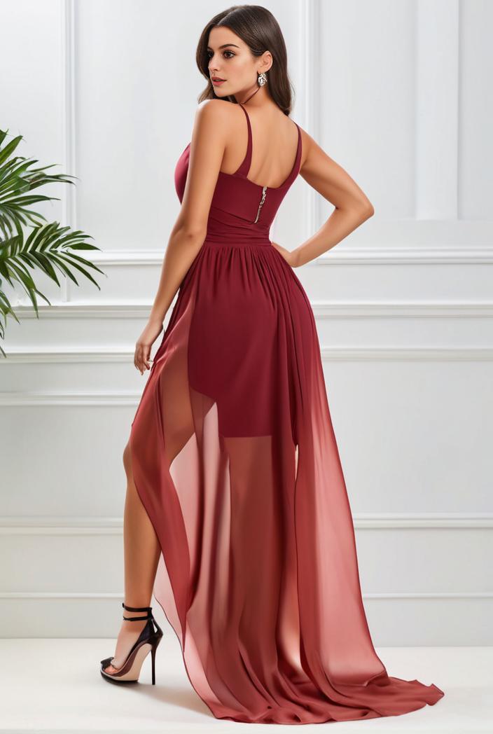 sleeveless v back tulle high low sequin appliques evening dresses 124648