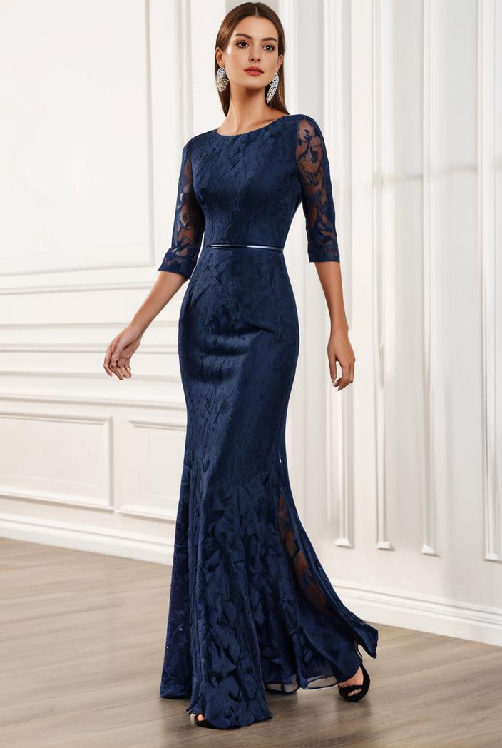 3 4 sleeve bodycon plunging back sequin evening dress 128420