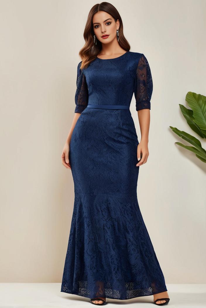 3 4 sleeve bodycon plunging back sequin evening dress 128429