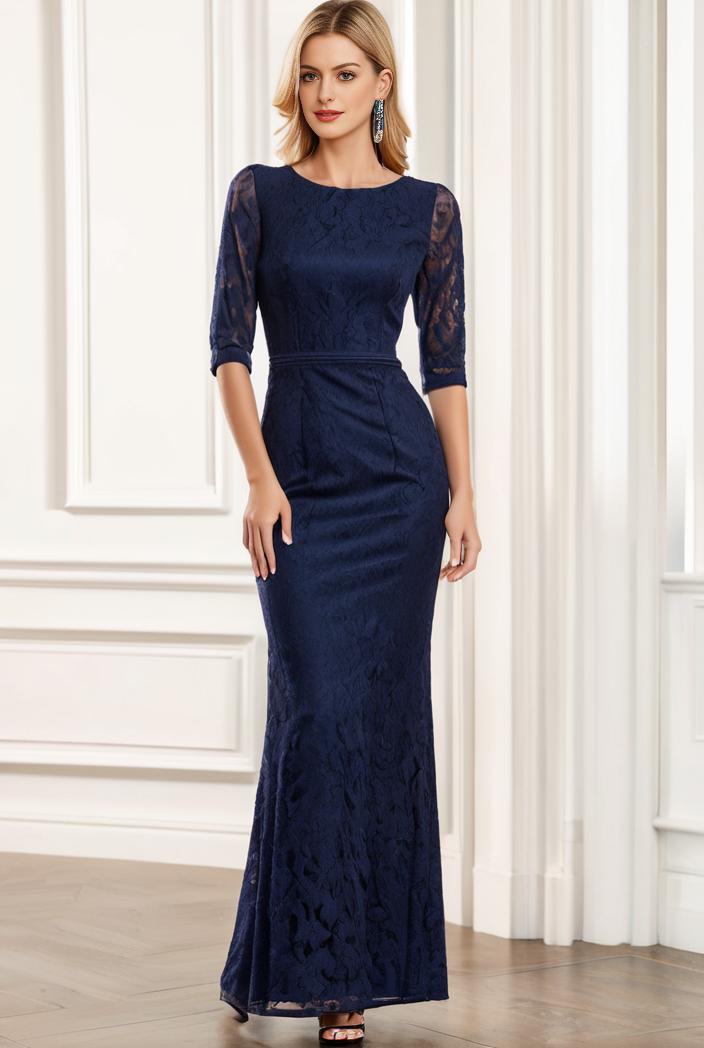 3 4 sleeve bodycon plunging back sequin evening dress 128443