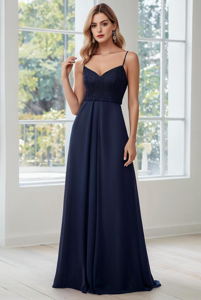 convertible chiffon lace open back spaghetti straps bridesmaid dress 129076