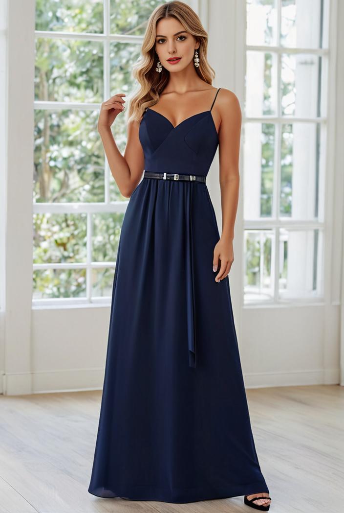 convertible chiffon lace open back spaghetti straps bridesmaid dress 129075