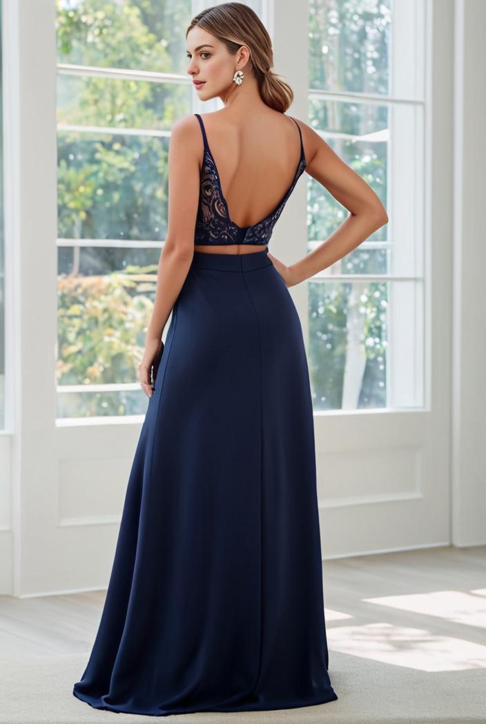 convertible chiffon lace open back spaghetti straps bridesmaid dress 129083