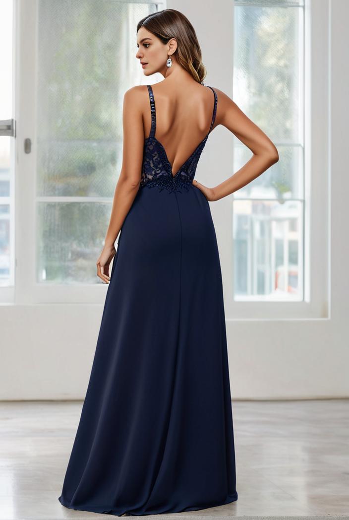 convertible chiffon lace open back spaghetti straps bridesmaid dress 129086