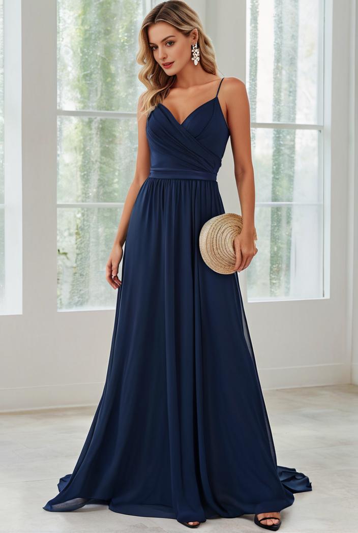 convertible chiffon lace open back spaghetti straps bridesmaid dress 129092