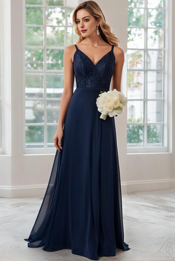convertible chiffon lace open back spaghetti straps bridesmaid dress 129094