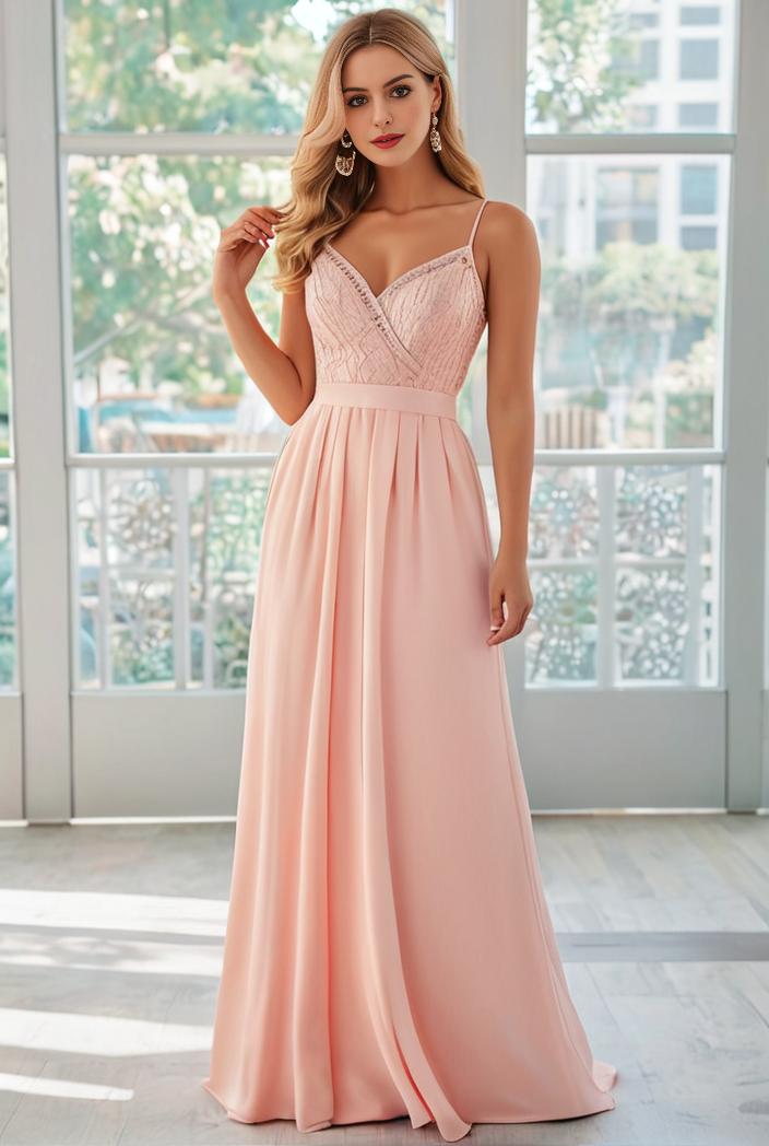 convertible chiffon lace open back spaghetti straps bridesmaid dress 129112