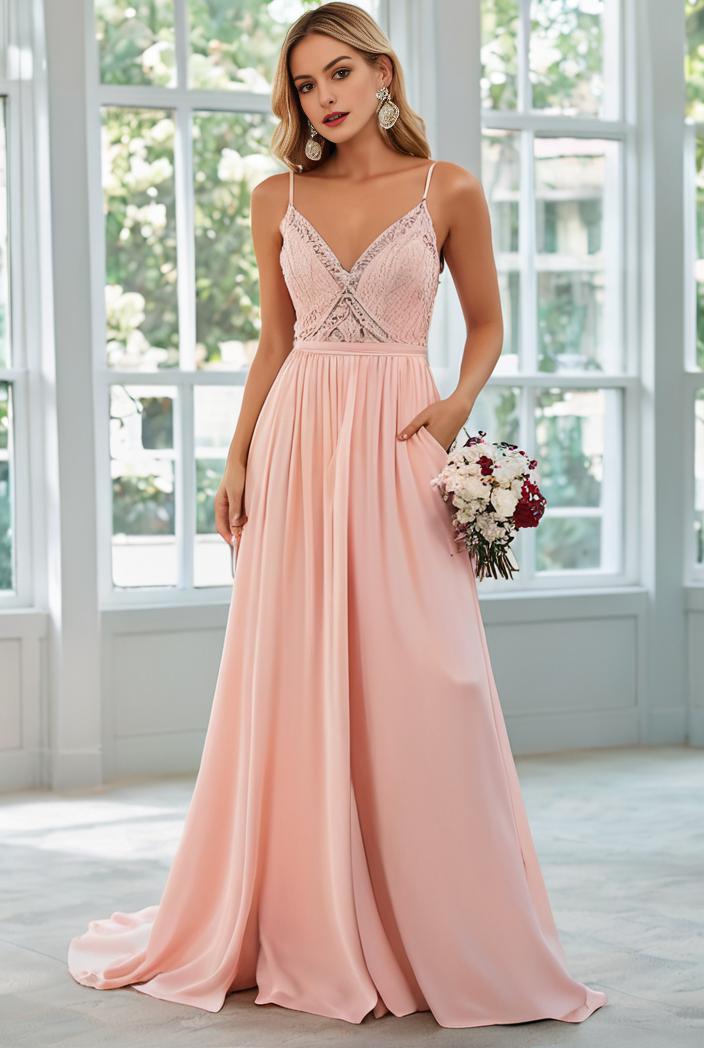 convertible chiffon lace open back spaghetti straps bridesmaid dress 129125