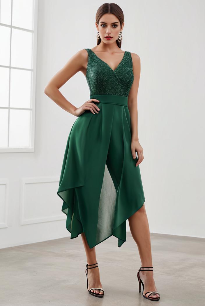 deep v neck lace chiffon bridesmaid dress with asymmetrical hem 129693