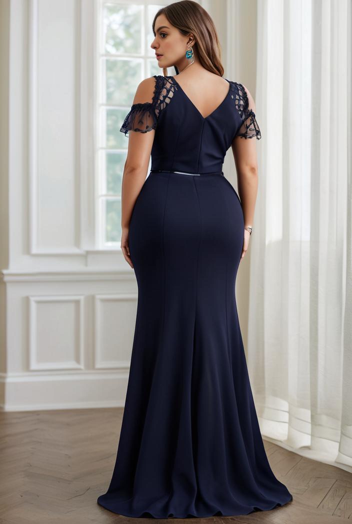 deep v neck sequin short sleeve high side front slit mother of the bride dress 130101