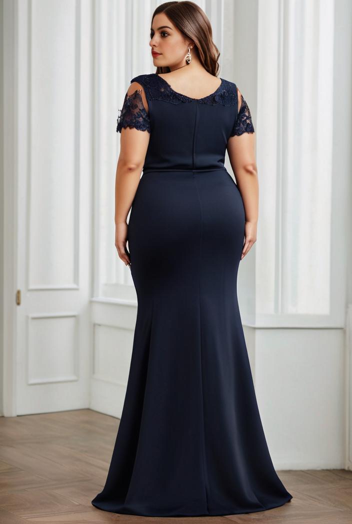 deep v neck sequin short sleeve high side front slit mother of the bride dress 130103