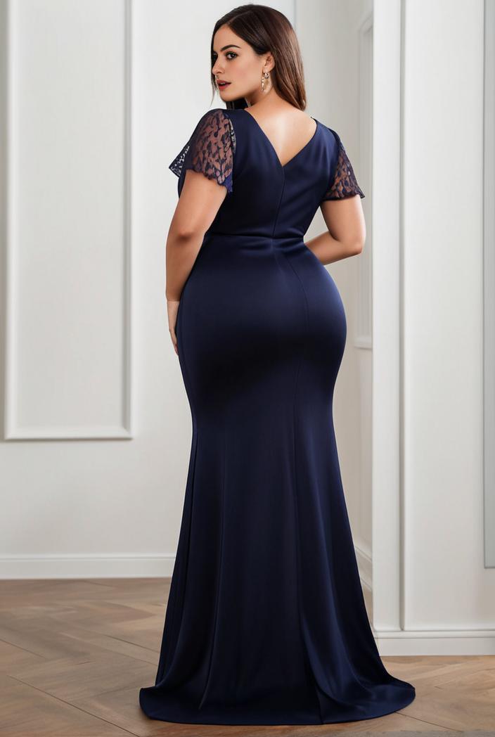 deep v neck sequin short sleeve high side front slit mother of the bride dress 130104