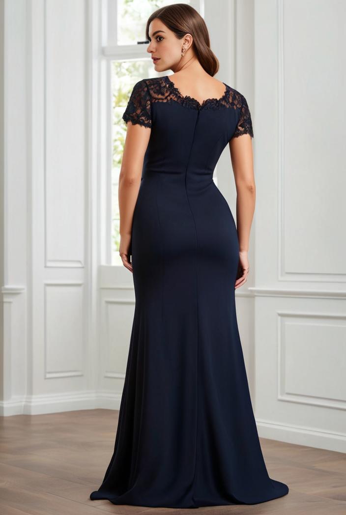 deep v neck sequin short sleeve high side front slit mother of the bride dress 130108