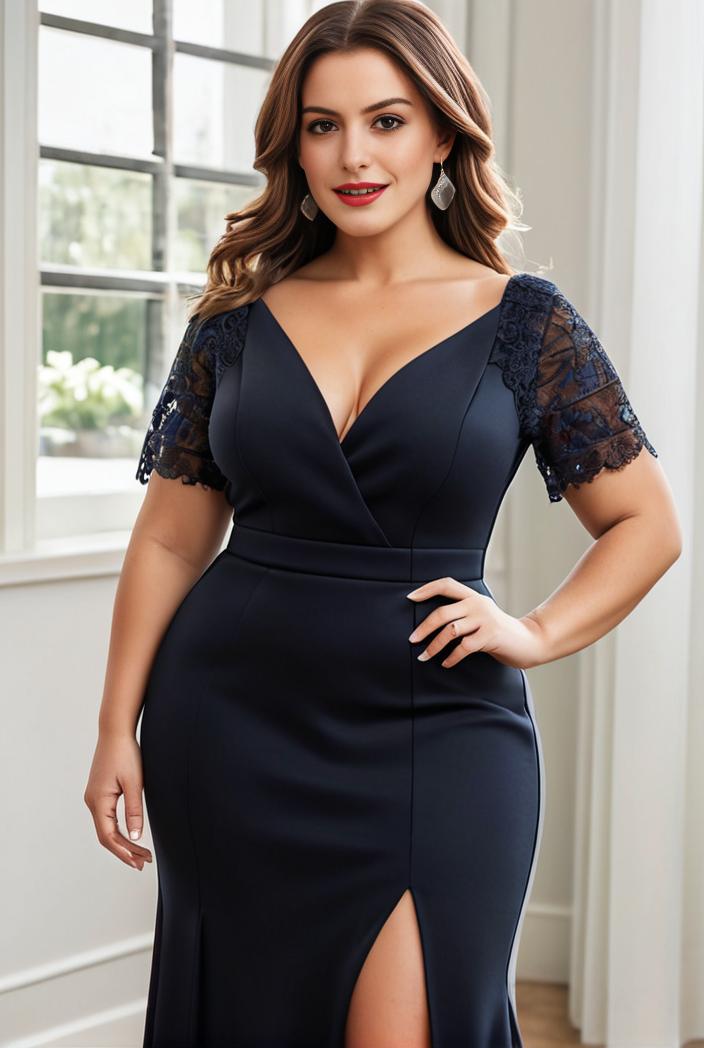 deep v neck sequin short sleeve high side front slit mother of the bride dress 130111